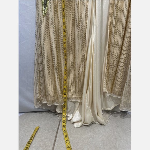 NWT‎ Mac Duggal [ 14 ] Floral Plunging Floral Beaded V-neck Gown in Yellow - Picture 7 of 15